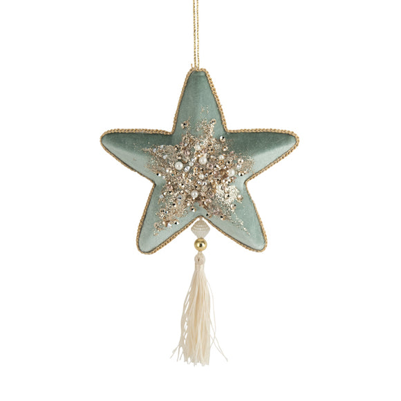 Fabric Star Christmas Ornament - Mint