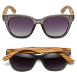 LILA GRACE CHARCOAL GREY - Wood Polarised Sunglasses with Black Graduated Lens and Walnut Arms