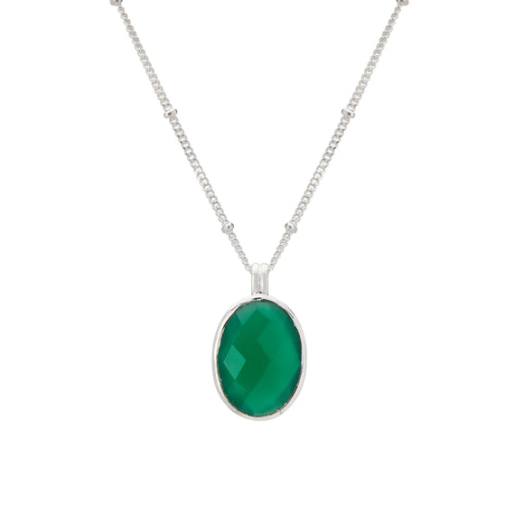 Wandering Soul Green Onyx Pendant Necklace Sterling silver