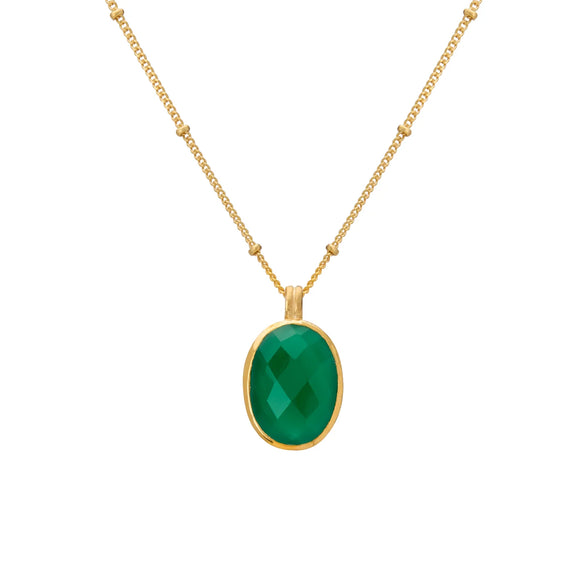 Wandering Soul Green Onyx Pendant Necklace Gold