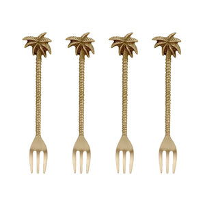 Palm Tree Brass Fork - Set Of 4