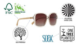 TOP SELLER - LILA GRACE IVORY TORTOISE - Wood Polarised Sunglasses with Graduated Brown Lens and White Maple Arms