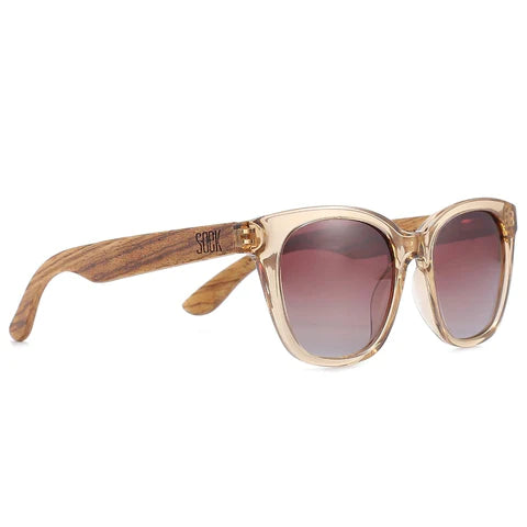 TOP SELLER - LILA GRACE CHAMPAGNE - With Brown Graduated Tinted Polarised Lens and Walnut Arms