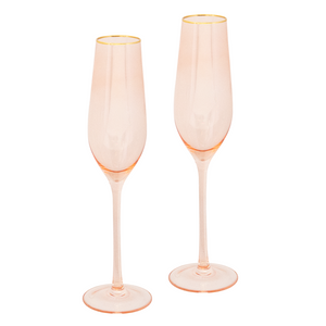 Champagne Flute Rose Crystal Set of 2
