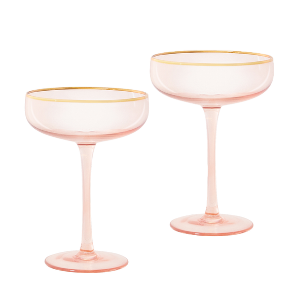 Coupe Rose Crystal Set of 2