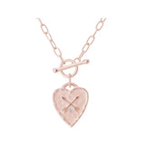 Heart Fob Necklace - Rose Gold Plate