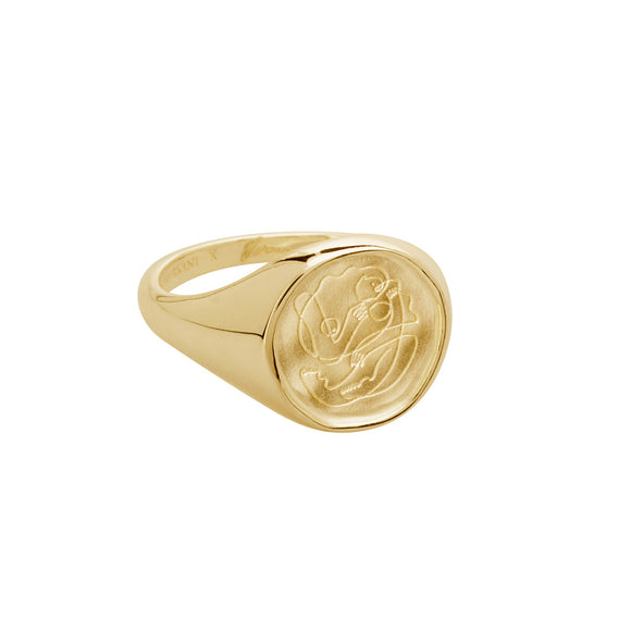 Motherhood Signet Ring Yellow Gold - Size 8