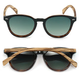 TAINE BLACK TORT - Black Tortoise Sunglasses with Khaki Gradient Lens and Walnut Wooden Arms