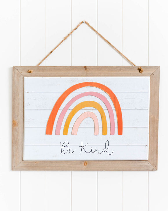 Quote Wall Art - Be Kind Rainbow 56x40