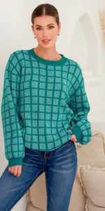 Teal Check Knit